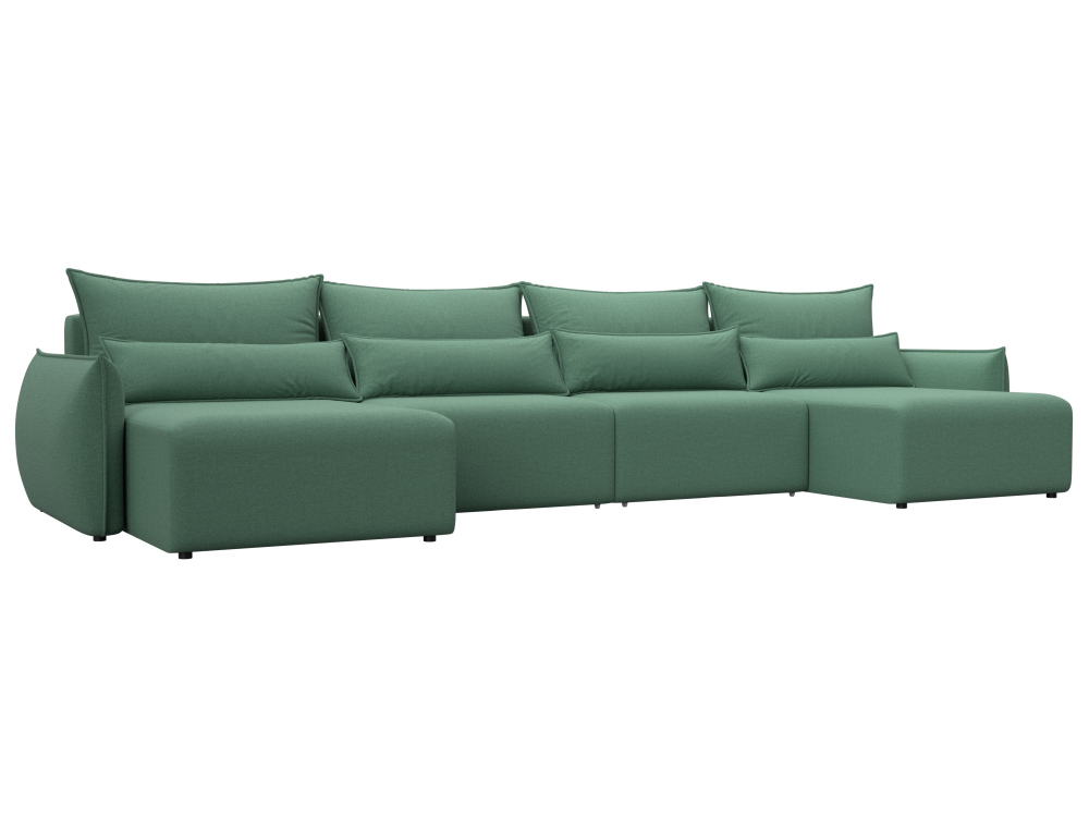 Диван П-образный Лига-051 НПБ Лонг РОГОЖКА Амур 11 зеленый