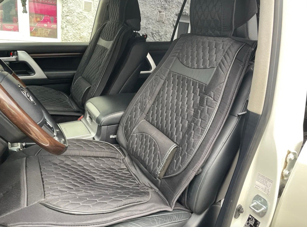 NN - 82 Черный / Комплект чехлов на сиденья, ткань черная, строчка черная, 5 предметов, серия: шарм (за комплект)