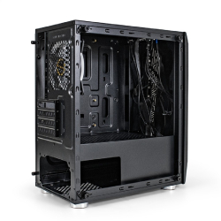 Корпус для компьютера Exegate EX294384RUS Корпус Minitower ExeGate Mistery R2 (mATX, без БП, 2*USB+1*USB3.0, аудио, черный, 1 вент. 12см с RGB подсветкой и полоса на передней панели, боковая панель - закаленное стекло)