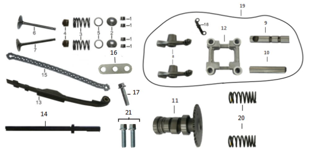 Запчасти двигателя к квадроциклу Motax Grizlik T200 | Grizlik T200 LUX. Рис. E01