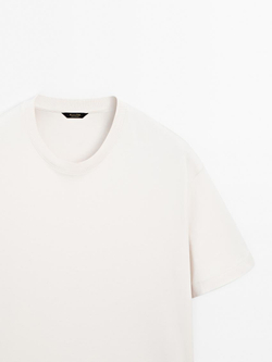 Massimo Dutti Хлопковая футболка-поло с короткими рукавами, натуральный