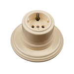 Розетка электрическая с заземляющим контактом, керамика, цвет Песочное золото B1-101-04