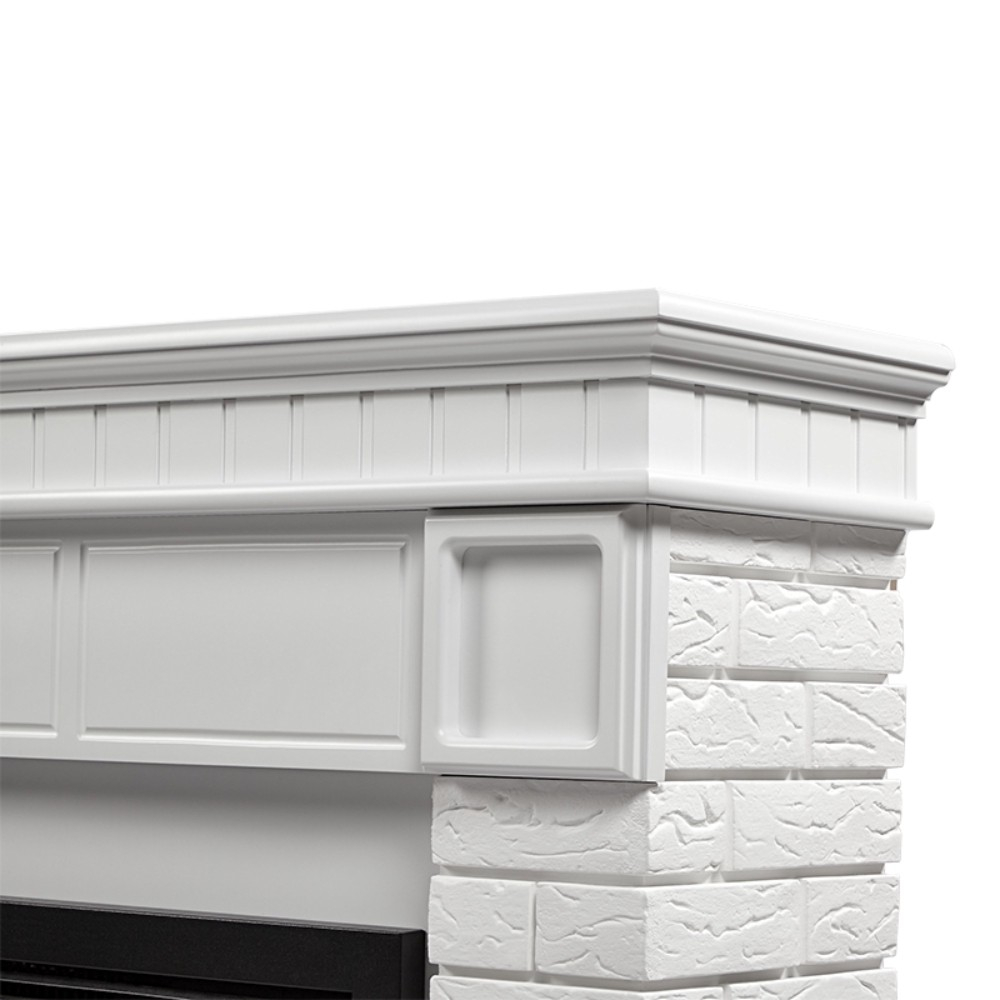 Каминокомплект: Очаг Electrolux EFP/P-3020LS N, портал Bricks 30 камень белый, белая эмаль