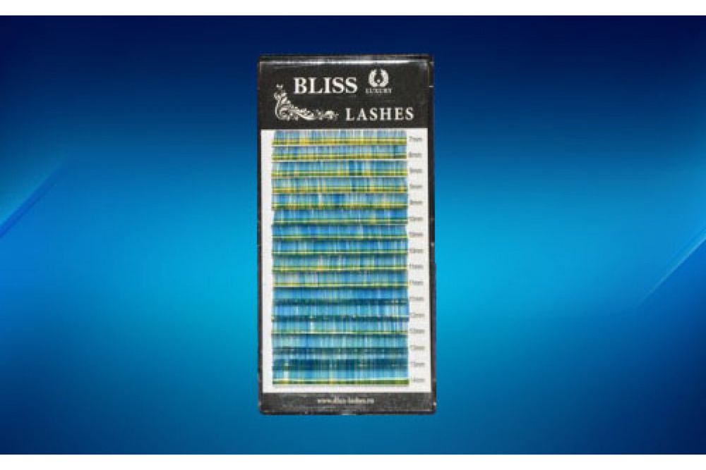 Синие колорированные ресницы Bliss MIX - 16 линий