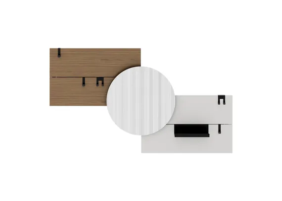 Вешалка Stripe M горизонтальная с зеркалом D 60 см (натуральный дуб, дымка)