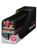 Влажный полнорационный корм для собак AlphaPet Superpremium, телятина и тыква мясные кусочки в соусе 100гр. 15 упаковок