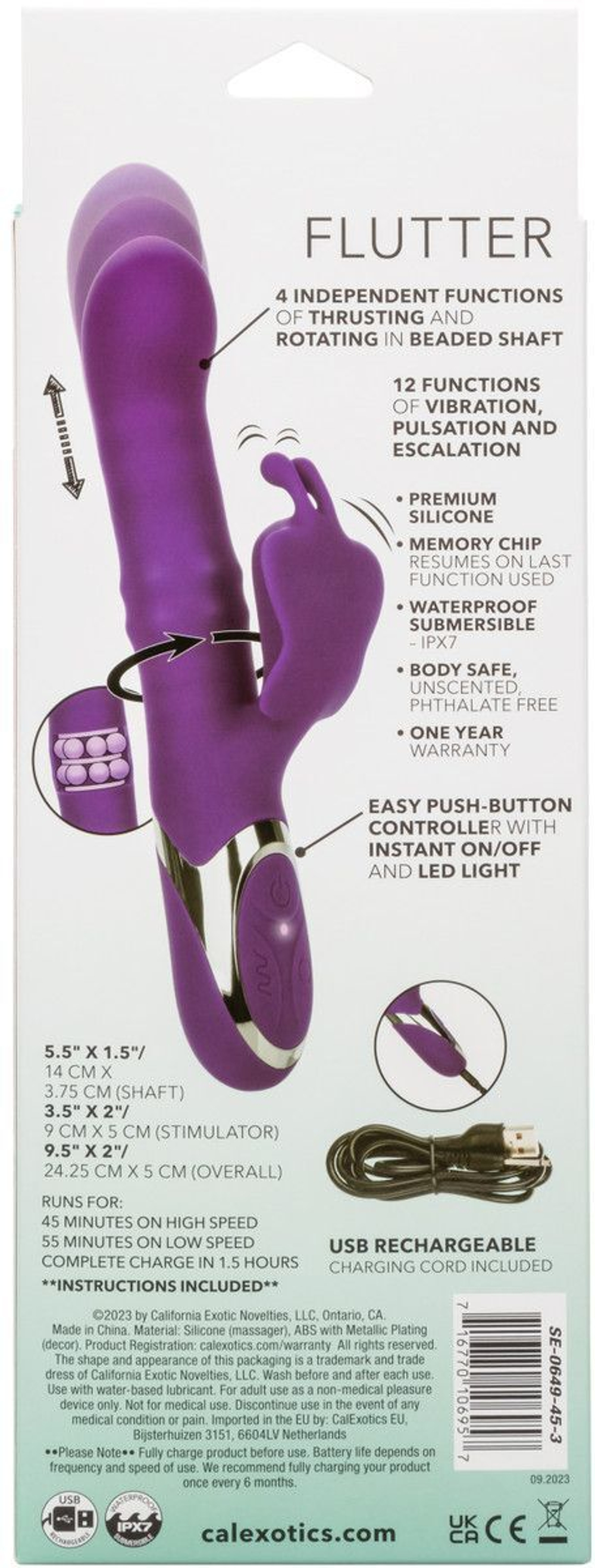 Фиолетовый вибратор-кролик Enchanted Flutter с массажем бусин и пенетрацией (Цвет: розовый)