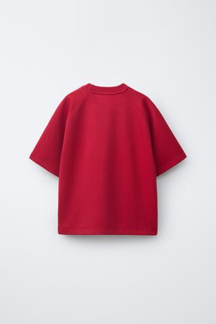 ZARA КОМПЛЕКТ ИЗ ФУТБОЛКИ И ШОРТОВ ИЗ ТКАНИ ИНТЕРЛОК, КРАСНЫЙ