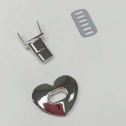 Замок вертушка на винтах 25*30 сердце Серебро