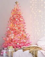 Заснеженная розовая елка «Фэнтези» (Литая хвоя) высота от 1,2 м до 2,7 м