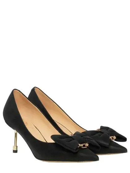 Женские туфли черные с бантиком