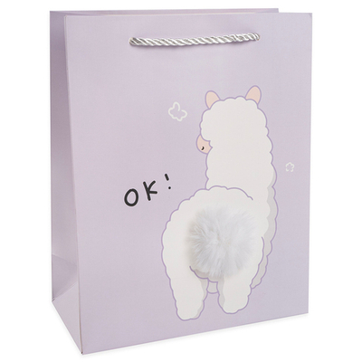 Пакет подарочный M вертикальный, "Пушистый хвост", Лама, 25*33*12 см (Д*В*Ш)