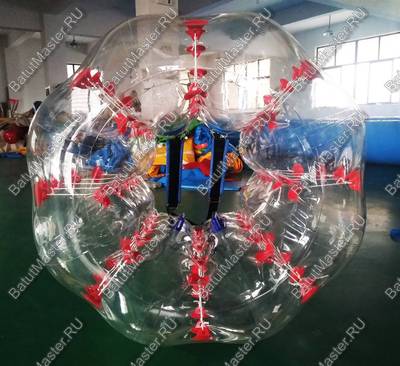 Бампербол «Прозрачный» с красными держателями, ПВХ, диаметр 1 м