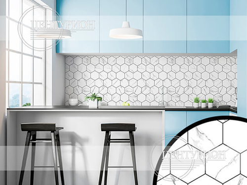 Кухонный фартук Соты мрамор 3000х600 мм