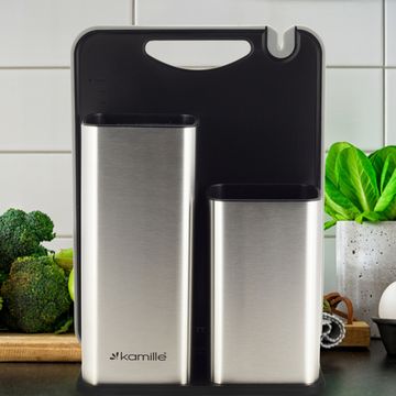 Набор подставка для ножей с разделочной доской Kamille KM-7610