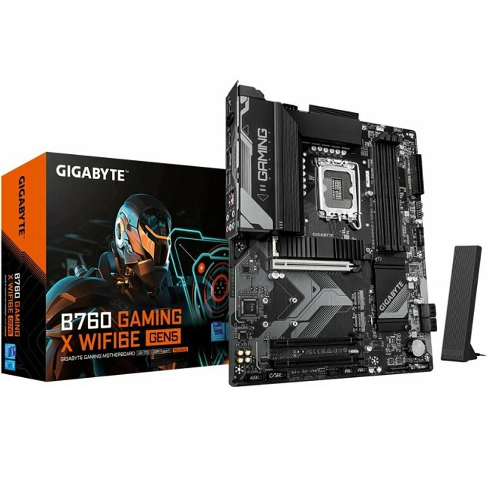 Материнская плата GIGABYTE B760 GAMING X WIFI6E GEN5 (LGA1700/B760/4xDDR5/3xPCI-Ex16/3xM.2/SB7.1/WIFI/GLAN/DP/HDMI/ATX)