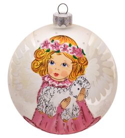 НФШ-1477/1 Ел.украшение Шар «Ангел с барашком» 100 мм