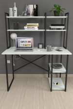 Стол письменный с настольной полкой 120х60 - белый