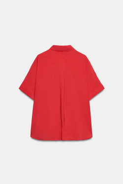ZARA РУБАШКА СТРУЯЩЕГОСЯ КРОЯ С КОРОТКИМИ РУКАВАМИ, КРАСНЫЙ