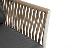 "Касабланка" диван 2-местный плетеный из роупа, каркас алюминий светло-серый (RAL7035) муар, роуп серо-коричневый 23мм, ткань серая 017