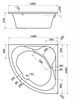 Ванна акриловая симметричная "Карибы" 140х140 белая  Santek