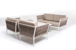 "Касабланка" лаунж-зона плетеная из роупа 4-местная, цвет бежевый