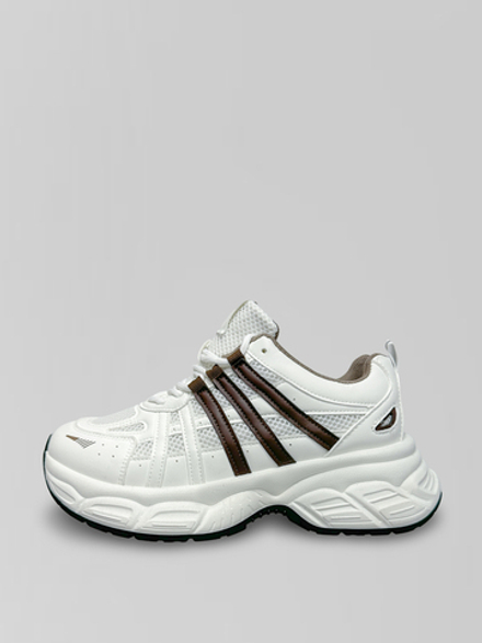 Кроссовки L607-37 комбинированные с коричневыми полосками по бокам