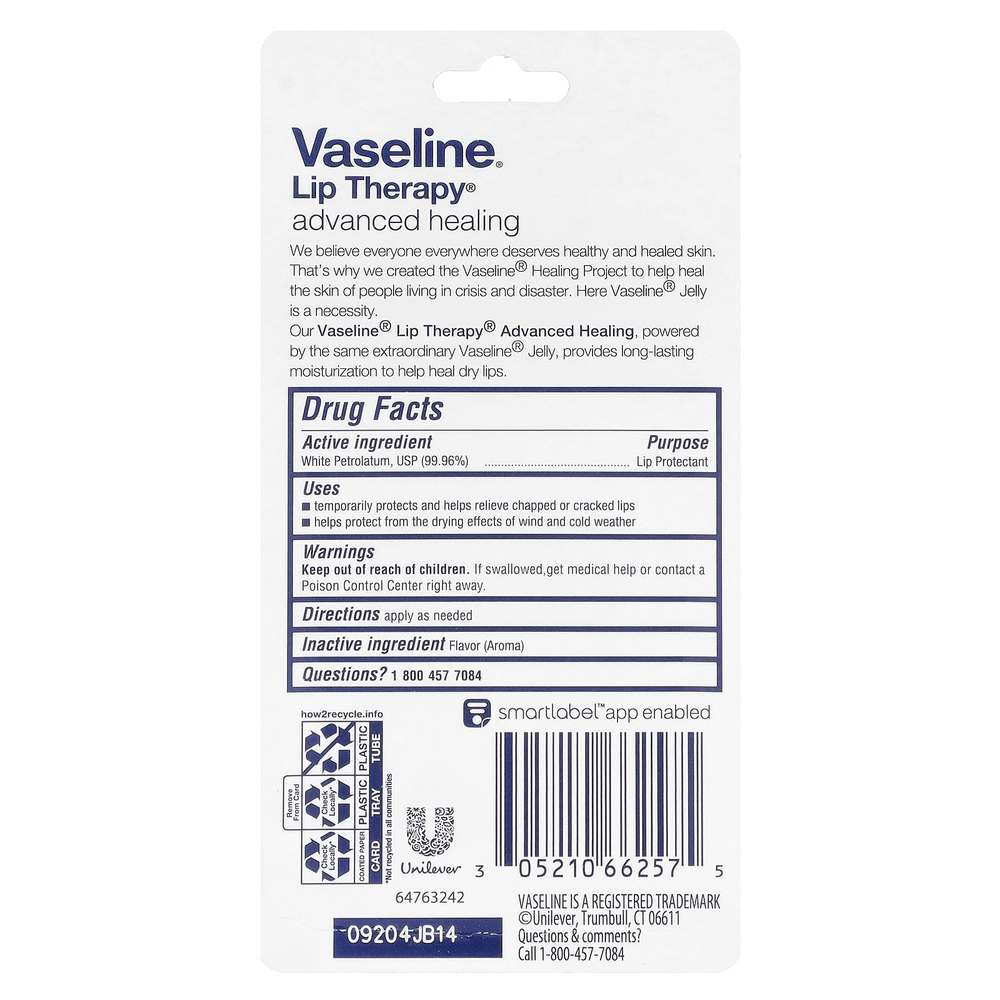 Vaseline, Lip Therapy®, улучшенное заживление, 2 тюбика, 10 г (0,35 унции)