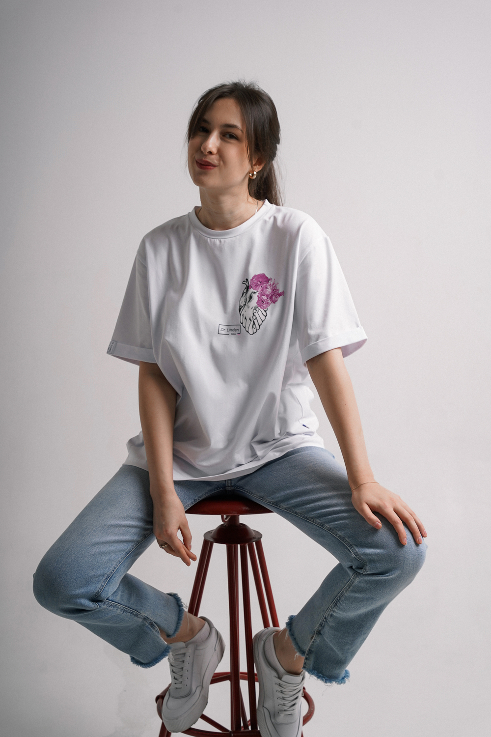 Футболка сердце с цветами