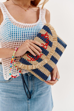 Клатч жен. Saint Barth STRAW полоса синим