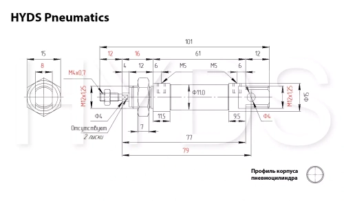 DSNU-10-15-P-A Пневмоцилиндр
