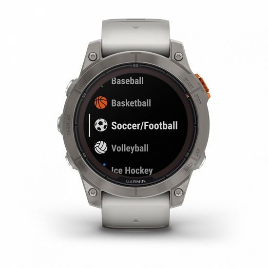 Умные часы Garmin Fenix 7 Pro Sapphire Solar титановый серый с серо-оранжевым ремешком