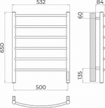 Полотенцесушитель Классик TERMINUS 500*650 П6 электро с полкой quick touch