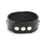 Кожаный ошейник с клепками и кольцами (Цвет: черный с красным)