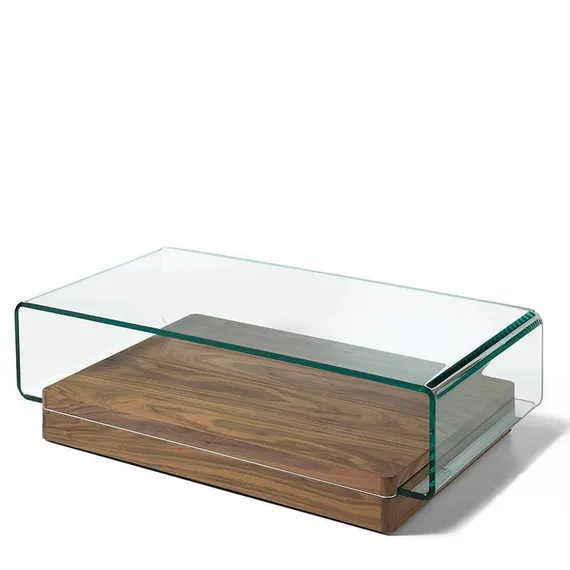 Журнальный столик Angel Cerda 2004, 120х70 см, стекло, орех
