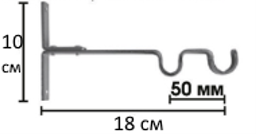 Кронштейн Ост эконом стеновой для кованого карниза d 25/16 двухрядный, цвет графит