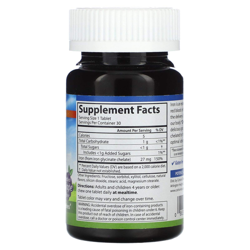 Carlson, Жевательное железо, натуральный виноград, 27 мг, 30 таблеток