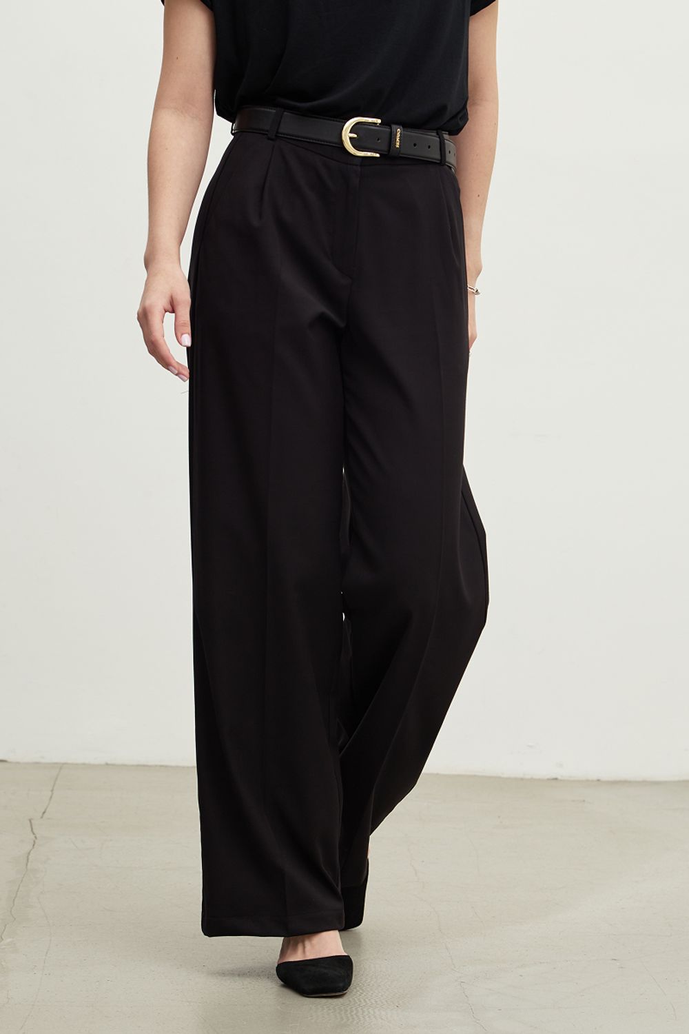 Брюки Палаццо на молнии ЧЕРНЫЕ смесовая шерсть