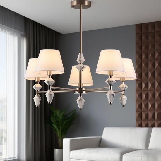 8274/5 CLASSI никель/белый/серый, металл/керамика/ткань Люстра Е14 5*40W 220V VERMONT