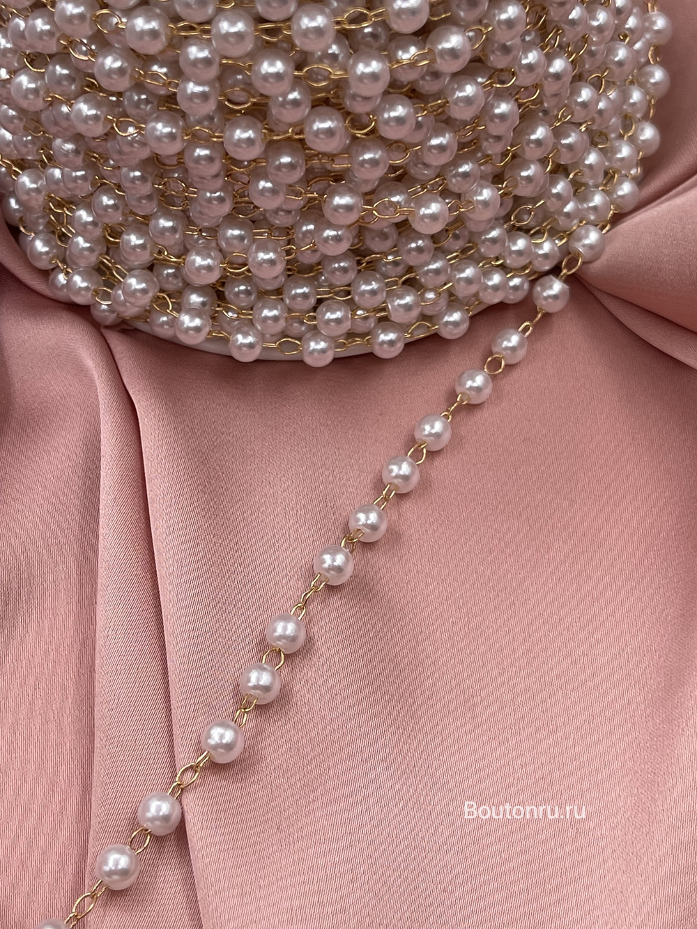 Тесьма цепь золото с жемчугом