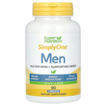 Super Nutrition, SimplyOne, мультивитамины и полезные травы для мужчин, без железа, 90 таблеток
