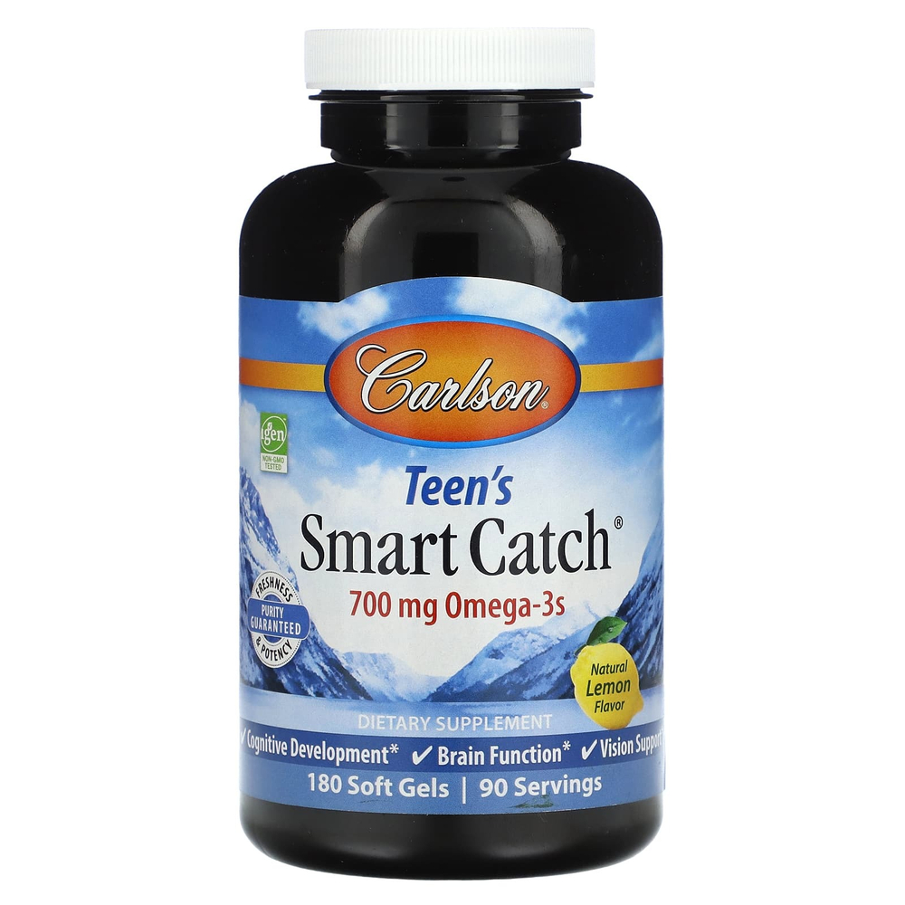 Carlson, Smart Catch, для подростков, натуральный лимон, 180 капсул