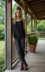 Удобный льняной топ-майка чёрного цвета