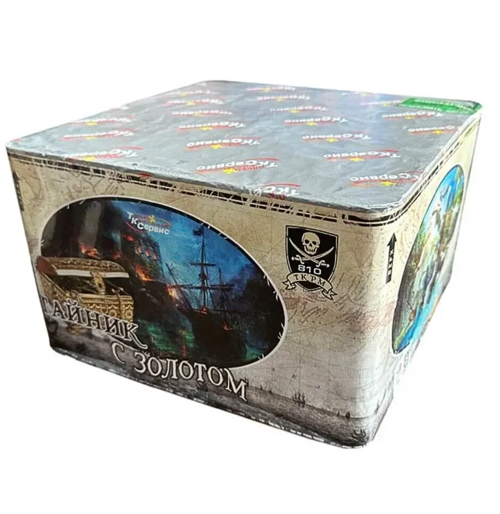 Батарея салютов Тайник с золотом (TKPM810) от Тк Сервис, 100 залпов, 20 мм