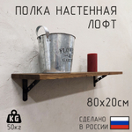 Деревянная настенная полка в стиле лофт