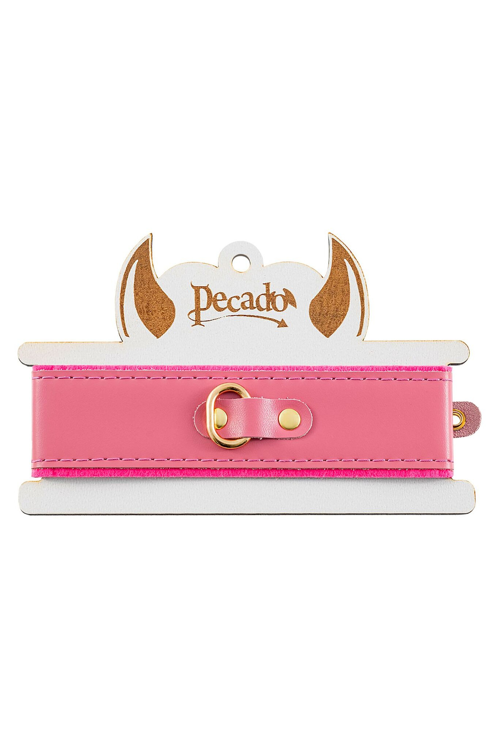 Ошейник Pecado двуслойный кожаный с фетровой подкладкой, розовый