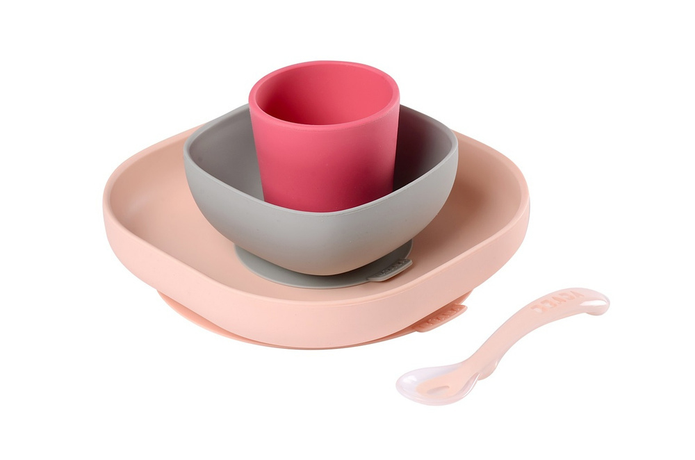 913429 Набор посуды: 2 тарелки, стакан, ложка SILICONE MEAL SET (4PCS) PINK