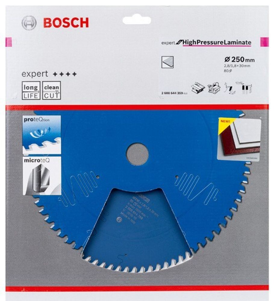 Пильный диск BOSCH Expert for High Pressure Laminate 250x30x2.8/1.8x80 T