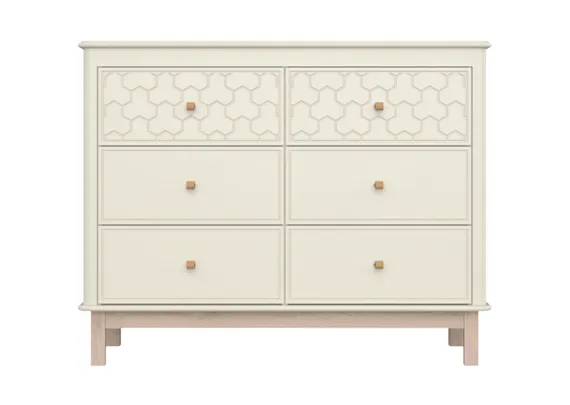Комод Classic 6 ящиков с фрезеровкой "Мозаика" (молочный)