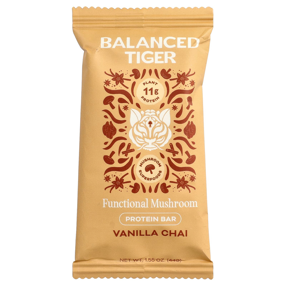 Balanced Tiger, протеиновый батончик, со вкусом ванильного чая, 12 батончиков по 44 г (1,55 унции)